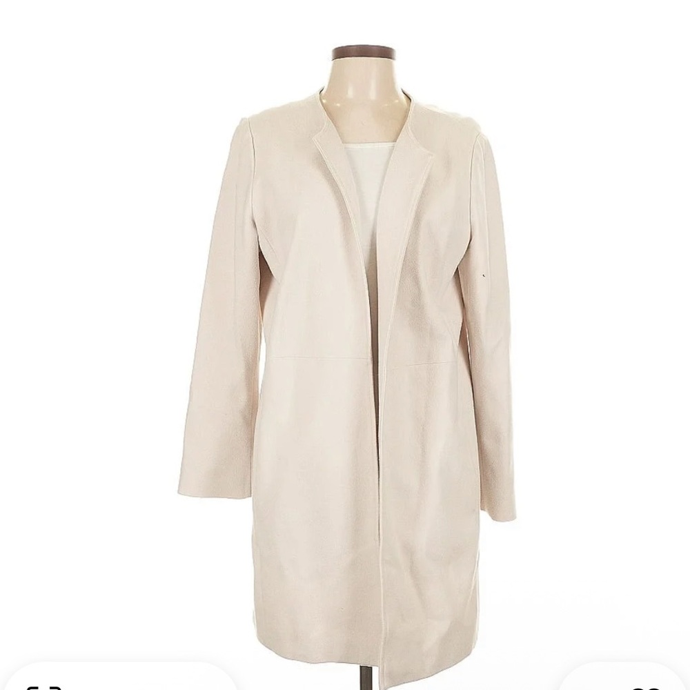 Chico's Light Beige Long Collarless Coat